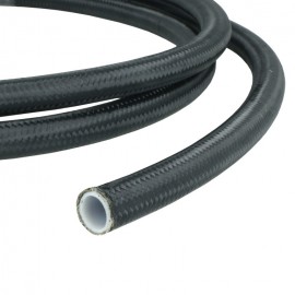 Tubo oleodinamico per carburante - olio AN10 in PTFE  rinforzato con maglia esterna in Nylon nero 1 mt