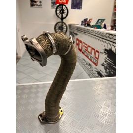 Downpipe in acciaio inox fiat T-jet con attacco td04 da 60 mm completo di protezione termica e fascette